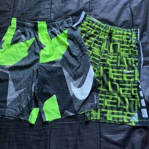 Nike boys Neon Green and Black Athletic Shorts bundle